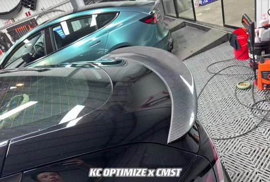 Tesla Model 3 Highland / Performance 2024-ON with Aftermarket Parts - V1 Style Rear Spoiler Carbon Fiber from CMST Tuning
