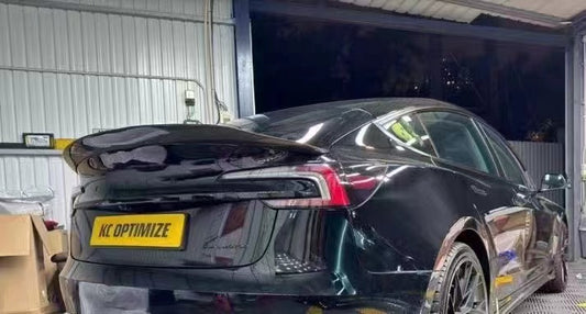 Tesla Model 3 Highland / Performance 2024-ON with Aftermarket Parts - V1 Style Rear Spoiler Carbon Fiber from CMST Tuning