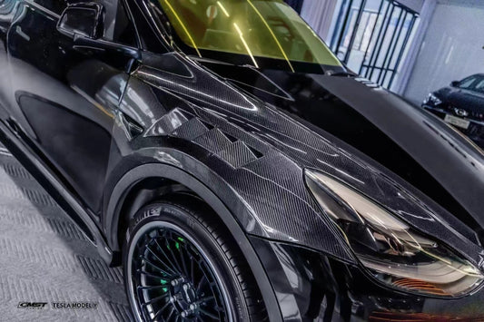 Tesla Model Y Performance AWD Long Range RWD Standard 2020-ON with Aftermarket Parts - Front Fenders Pre-preg Carbon Fiber / FRP from CMST Tuning