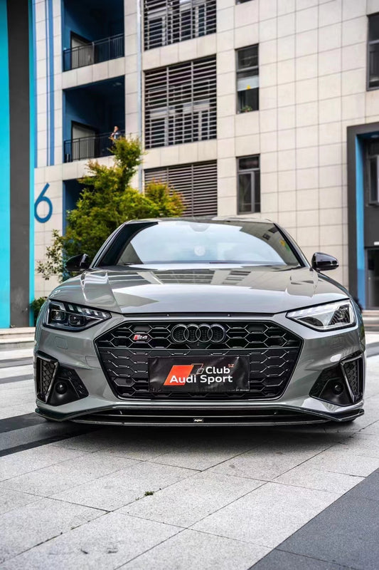 Audi S4 / A4 (with S-line bumper) B9.5 2020 2021 2022 2023 2024 with Aftermarket Parts - V2 Front Lip Pre-preg Carbon Fiber from BCTXE Tuning