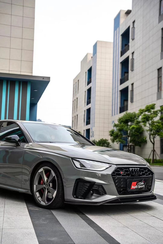 Audi S4 / A4 (with S-line bumper) B9.5 2020 2021 2022 2023 2024 with Aftermarket Parts - V2 Front Lip Pre-preg Carbon Fiber from BCTXE Tuning