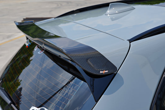 BMW X3M X3MC (F97) LCI 2022 2023 2024 with Aftermarket Parts - Rear Roof Spoiler Pre-preg Carbon Fiber from BCTXE Tuning