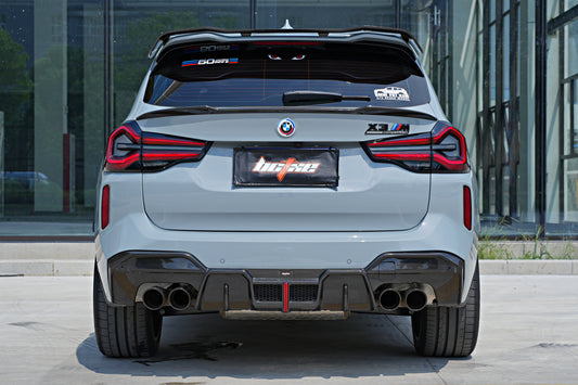 BMW X3M X3MC (F97) LCI 2022 2023 2024 with Aftermarket Parts - Rear Roof Spoiler Pre-preg Carbon Fiber from BCTXE Tuning