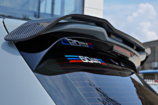 BMW X3M X3MC (F97) LCI 2022 2023 2024 with Aftermarket Parts - Rear Roof Spoiler Pre-preg Carbon Fiber from BCTXE Tuning