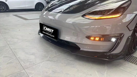 Tesla Model 3 Performance Long Range Standard Base 2017-2023 with Aftermarket Parts - Upper Valences Carbon Fiber/FRP from CMST Tuning