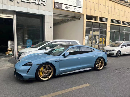 Porsche Taycan 9J1 Sedan/Cross Turismo RWD/4S/GTS/Turbo/Turbo S 2020-ON & E-Tron GT 2022-ON with Aftermarket Parts - Carbon Fiber & FRP Side Skirts from CMST Tuning