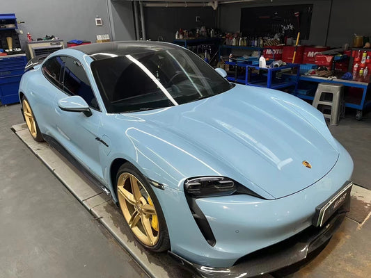 Porsche Taycan 9J1 Sedan/Cross Turismo RWD/4S/GTS 2020-2024 (RWD/4S/GTS trims will require Sport Design Package)with Aftermarket Parts -Carbon Fiber & FRP Front Lip from CMST Tuning