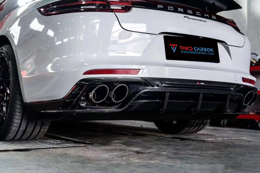 Porsche Panamera 4 & 4S & Turbo 971 (fits both pre-facelift & facelift) 2017-ON with Aftermarket Parts - Rear Diffuser Pre-preg Carbon Fiber from TAKD Carbon