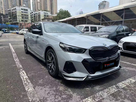BMW 5 Series 530 540 (with M-package bumper, does not fit base model) & i5 e/x Drive40 (with M-package bumper, does not fit base model) M60 G60 G61 2024-ON with Aftermarket Parts - V1 Style Front Lip Pre-preg Carbon Fiber from TAKD Carbon