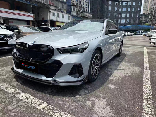 BMW 5 Series 530 540 (with M-package bumper, does not fit base model) & i5 e/x Drive40 (with M-package bumper, does not fit base model) M60 G60 G61 2024-ON with Aftermarket Parts - V1 Style Front Lip Pre-preg Carbon Fiber from TAKD Carbon