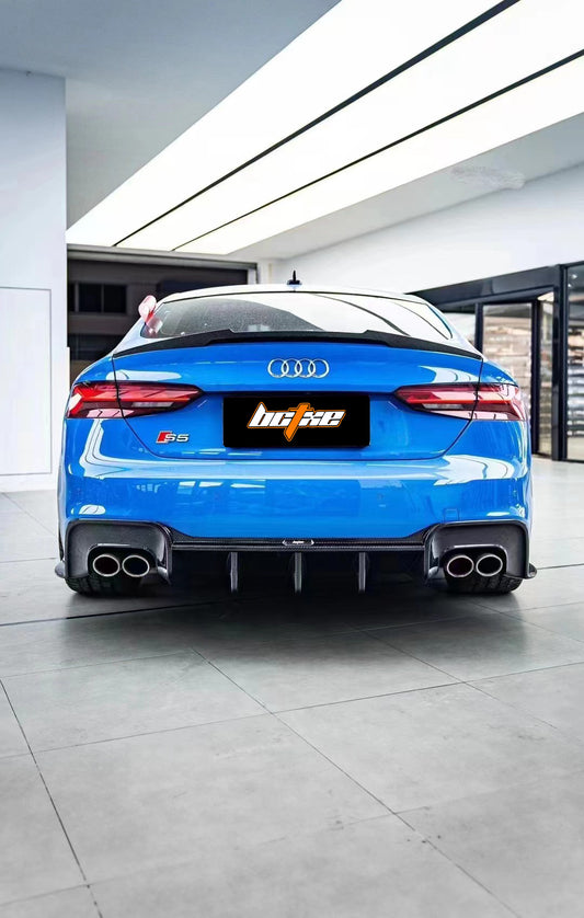 Audi S5 A5 (with s-line bumper, does not base model) B9.5 2020 2021 2022 2023 2024 with Aftermarket Parts - V1 Rear Diffuser Pre-preg Carbon Fiber from BCTXE Tuning