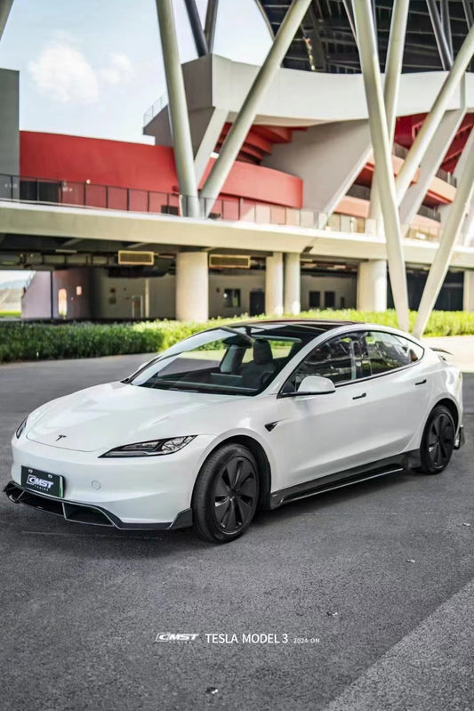 Tesla Model 3 Highland 2024-ON with Aftermarket Parts - V1 Front Lip Carbon Fiber from CMST Tuning