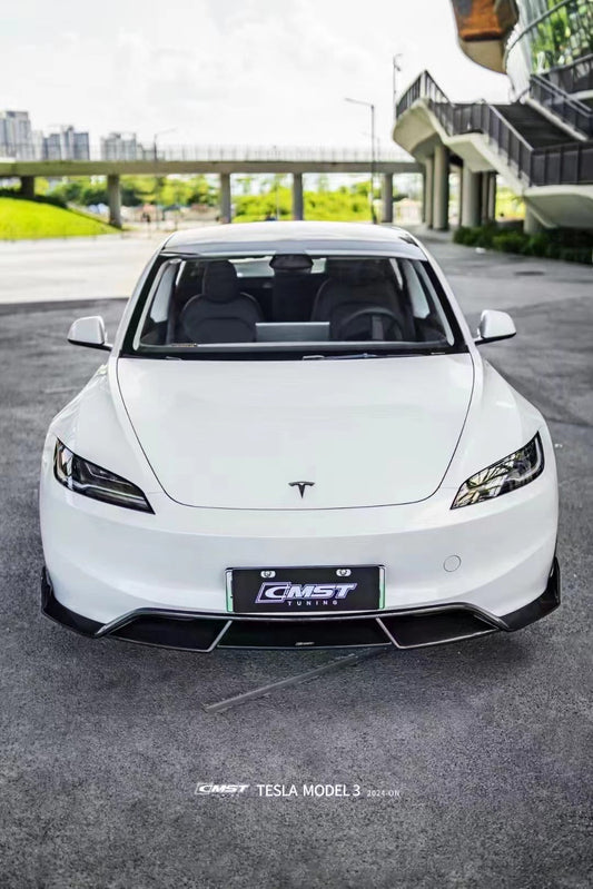 Tesla Model 3 Highland 2024-ON with Aftermarket Parts - V1 Front Lip Carbon Fiber from CMST Tuning