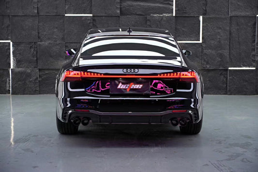 Audi A7 (with s-line bumper, does not base model) C8 2019 2020 2021 2022 2023 2024 with Aftermarket Parts - V1 Rear Diffuser Pre-preg Carbon Fiber from BCTXE Tuning