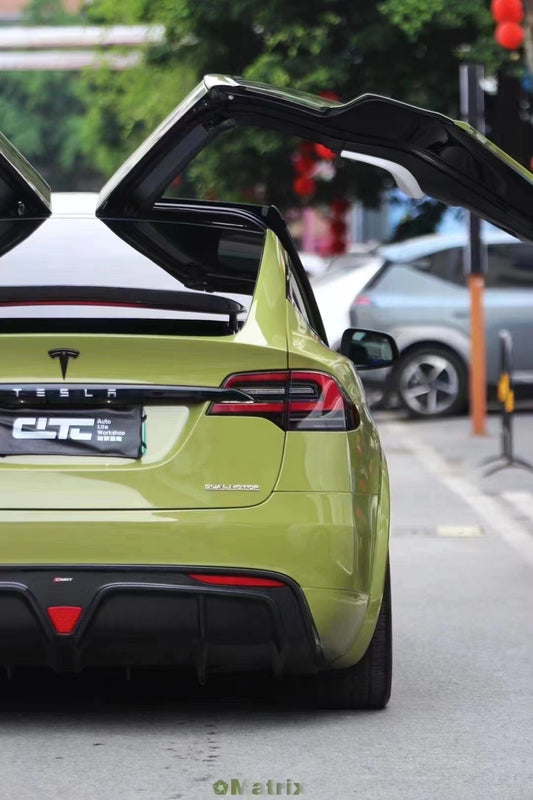 Tesla Model X P100D 100D 90D 75D 60D Performance Long Range Base 2016 2017 2018 2019 2020 2021 with Aftermarket Parts - Rear Diffuser Carbon Fiber / FRP from CMST Tuning