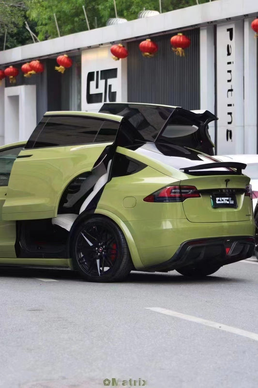 Tesla Model X P100D 100D 90D 75D 60D Performance Long Range Base 2016 2017 2018 2019 2020 2021 with Aftermarket Parts - Rear Diffuser Carbon Fiber / FRP from CMST Tuning