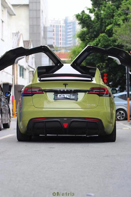 Tesla Model X P100D 100D 90D 75D 60D Performance Long Range Base 2016 2017 2018 2019 2020 2021 with Aftermarket Parts - Rear Diffuser Carbon Fiber / FRP from CMST Tuning