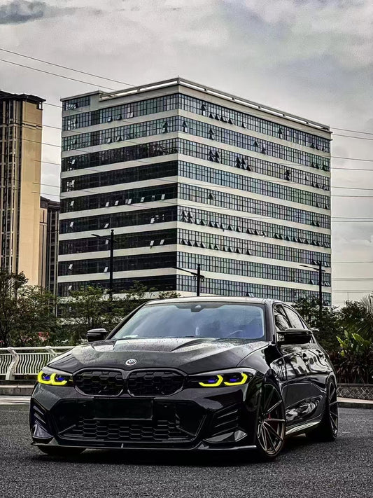 BMW 3 Series 330i (with M-package bumper, does not fit base model) M340i G20 G21 LCI 2023 2024 with Aftermarket Parts - V2 Style Front Lip Pre-preg Carbon Fiber from BCTXE Tuning