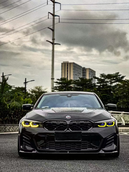 BMW 3 Series 330i (with M-package bumper, does not fit base model) M340i G20 G21 LCI 2023 2024 with Aftermarket Parts - V2 Style Front Lip Pre-preg Carbon Fiber from BCTXE Tuning