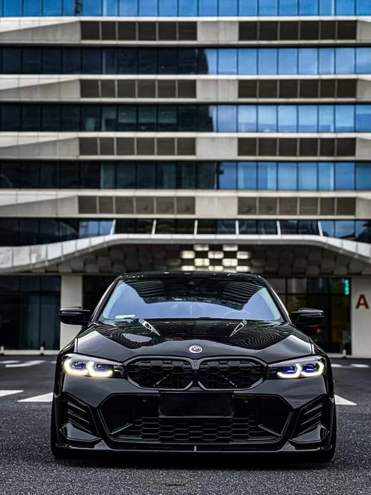 BMW 3 Series 330i (with M-package bumper, does not fit base model) M340i G20 G21 LCI 2023 2024 with Aftermarket Parts - V2 Style Front Lip Pre-preg Carbon Fiber from BCTXE Tuning