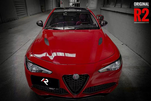 Alfa Romeo Giulia Quadrifoglio Sport Veloce Ti Sprint RWD AWD Lusso Base 2017 2018 2019 2020 2021 with Aftermarket Parts - Hood Dry Pre-preg Carbon Fiber from Aero Republic