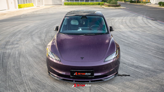 Tesla Model 3 Highland 2024-ON with Aftermarket Parts - Action Aero Series Front Lip ABS from ArmorExtend