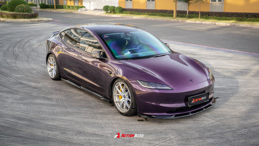 Tesla Model 3 Highland 2024-ON with Aftermarket Parts - Action Aero Series Front Lip ABS from ArmorExtend