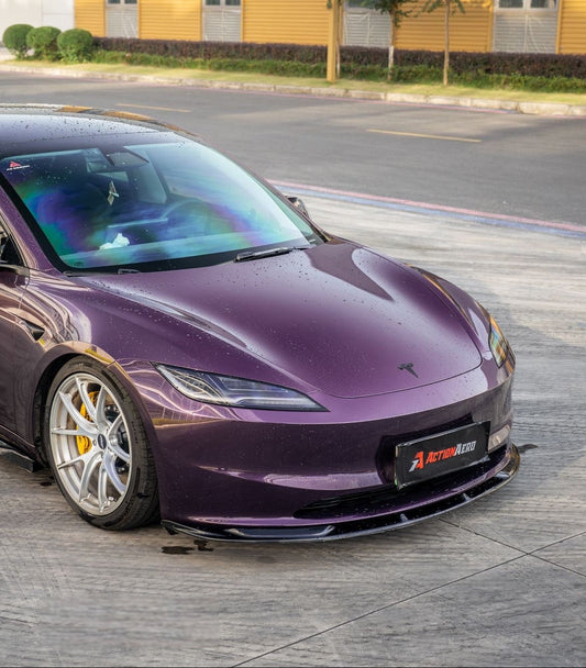 Tesla Model 3 Highland 2024-ON with Aftermarket Parts - Action Aero Series Front Lip ABS from ArmorExtend