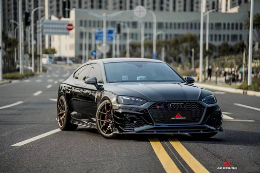 Audi RS5 B9.5 2020 2021 2022 2023 2024 with Aftermarket Parts - AE Style Front Lip Carbon Fiber from ArmorExtend