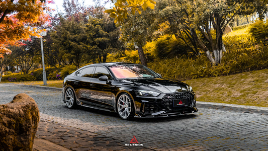 Audi RS5 B9.5 2020 2021 2022 2023 2024 with Aftermarket Parts - AE Style Front Lip Carbon Fiber from ArmorExtend