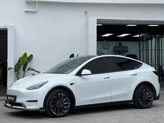Tesla Model Y 2020-ON with Aftermarket Parts - Front Lip Pre-preg Carbon Fiber from Karbel Carbon