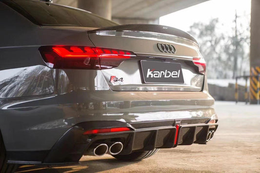 Audi S4 B9.5 2020-ON with Aftermarket Parts - Rear Diffuser & Canards V1 Style Pre-preg Carbon Fiber from Karbel Carbon