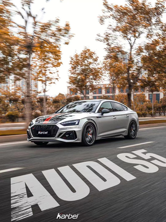 Audi S5 A5 B9 2017 2018 2019 with Aftermarket Parts - Front Fenders Pre-preg Carbon Fiber from Karbel Carbon