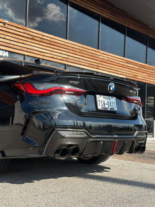 BMW 4 series 430i M440i G22 G23 2020-ON with Aftermarket Parts - Rear Diffuser & Canards Pre-preg Carbon Fiber from Karbel Carbon