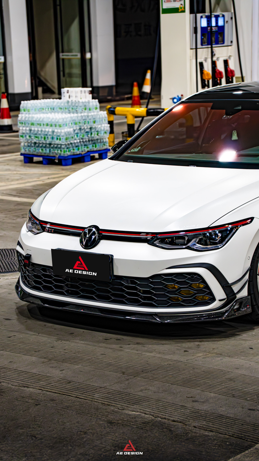 Volkswagen GTI & R-line MK8 2022 2023 2024 with Aftermarket Parts - AE Style Front Lip Carbon Fiber from ArmorExtend