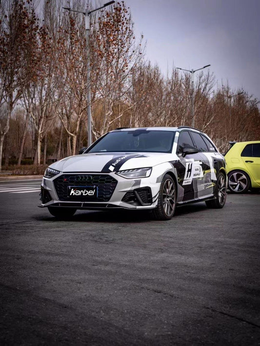 Audi S4 A4 B9 / B9.5 2017-ON with Aftermarket Parts - Side Skirts & Upper Side Skirt Trim Pre-preg Carbon Fiber from Karbel Carbon