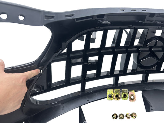 DuPont Tech Black Series Conversion Style Front Bumper & Lip for Mercedes Benz AMG GT GTS GTC GTR Pro C190 2016-2021 PP Polypropylene/Dry Pre-preg Carbon Fiber