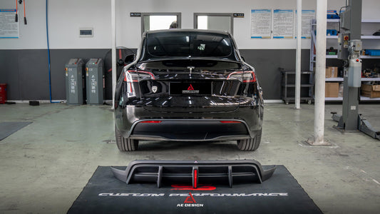 Tesla Model Y 2021 2022 2023 2024 with Aftermarket Parts - Plustic Style Rear Diffuser ABS from ArmorExtend