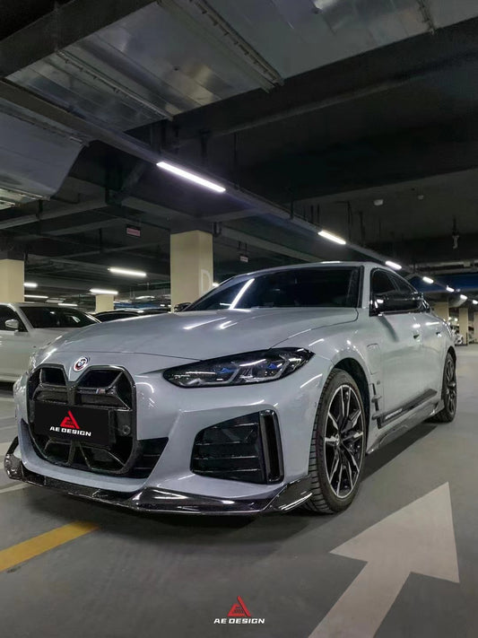 BMW I4 M50 / e Drive 40 (with M-package bumper, does not fit base model) I4 M50 / e Drive 40 & 4 Series Gran Coupe M440i 430i (with M-package bumper, does not fit base model) G26 2022 2023 2024 with Aftermarket Parts - AE Style Front Lip Carbon Fiber / ABS from ArmorExtend