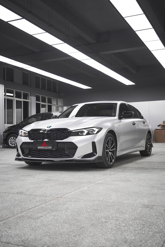 BMW 3 Series 330i (With M-Package Bumper, does not fit base model) M340i LCI G20 G21 2023 2024 with Aftermarket Parts - Plustic Style Front Lip ABS from ArmorExtend
