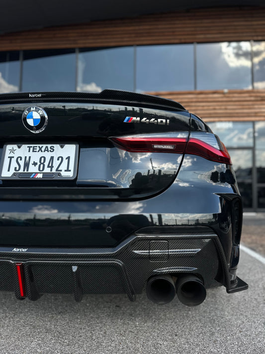 BMW 4 series 430i M440i G22 G23 2020-ON with Aftermarket Parts - Rear Diffuser & Canards Pre-preg Carbon Fiber from Karbel Carbon