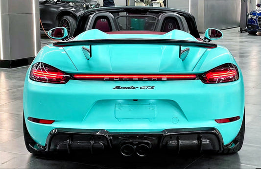 Porsche 718 Boxster Base S T GTS Convertible 2017-ON with Aftermarket Parts - Tonneau Cover and Wing Carbon Fiber from Geex Village