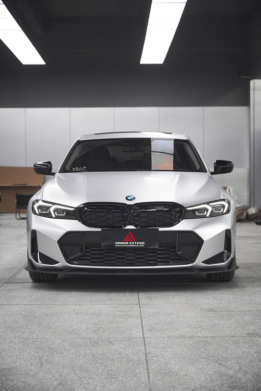 BMW 3 Series 330i (With M-Package Bumper, does not fit base model) M340i LCI G20 G21 2023 2024 with Aftermarket Parts - Plustic Style Front Lip ABS from ArmorExtend