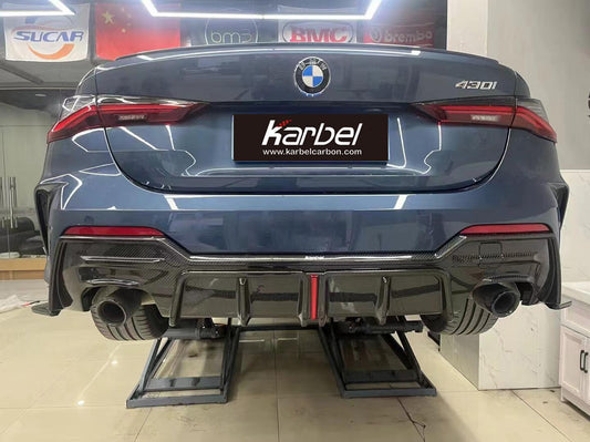 BMW 4 series 430i M440i G22 G23 2020-ON with Aftermarket Parts - Rear Diffuser & Canards Pre-preg Carbon Fiber from Karbel Carbon