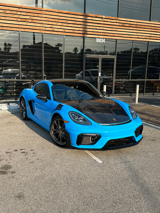 Porsche 911 991 991.1 991.2 Cayman Boxster 981 718 with Aftermarket Parts - GT2RS Hood Bonnet Carbon Fiber / FRP from CMST Tuning