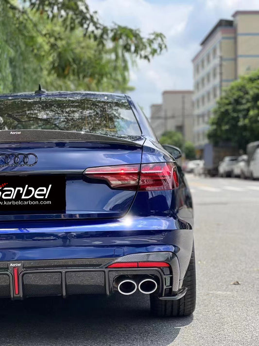 Audi S4 B9.5 2020-ON with Aftermarket Parts - Rear Diffuser & Canards V1 Style Pre-preg Carbon Fiber from Karbel Carbon