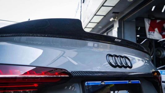 Audi S4 A4 B9 / B9.5 2017 2018 2019 2020 2021 2022 2023 2024 with Aftermarket Parts - Rear Spoiler Pre-preg Carbon Fiber from Karbel Carbon