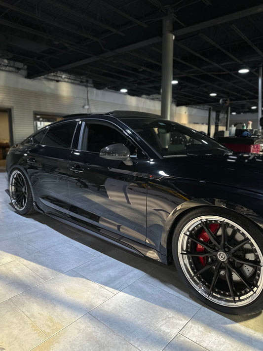 Audi RS5 B9.5 2020 2021 2022 2023 2024 2025 with Aftermarket Parts - Side Skirt Extension Trim Dry Pre-preg Carbon Fiber from Karbel Carbon