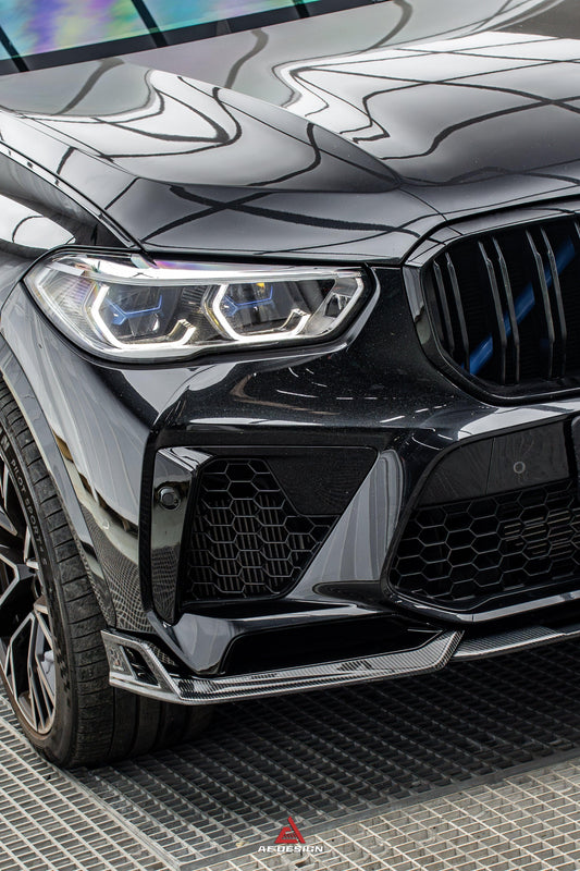 BWM X5M X5MC F95 Pre-LCI 2020 2021 2022 2023 with Aftermarket Parts - AE Style Front Lip Carbon Fiber from ArmorExtend