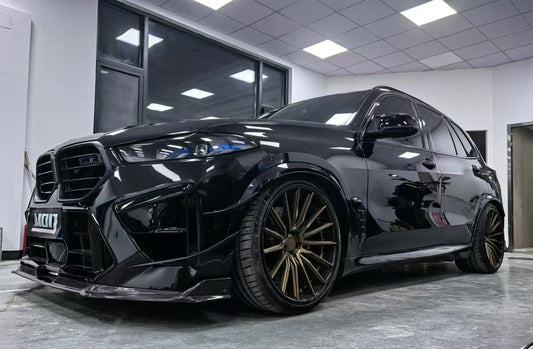 BMW X5M X5MC F95 & X6M X6MC F96 2024-ON (LCI) With Aftermarket Parts - AE Style Front Lip Carbon Fiber from ArmorExtend
